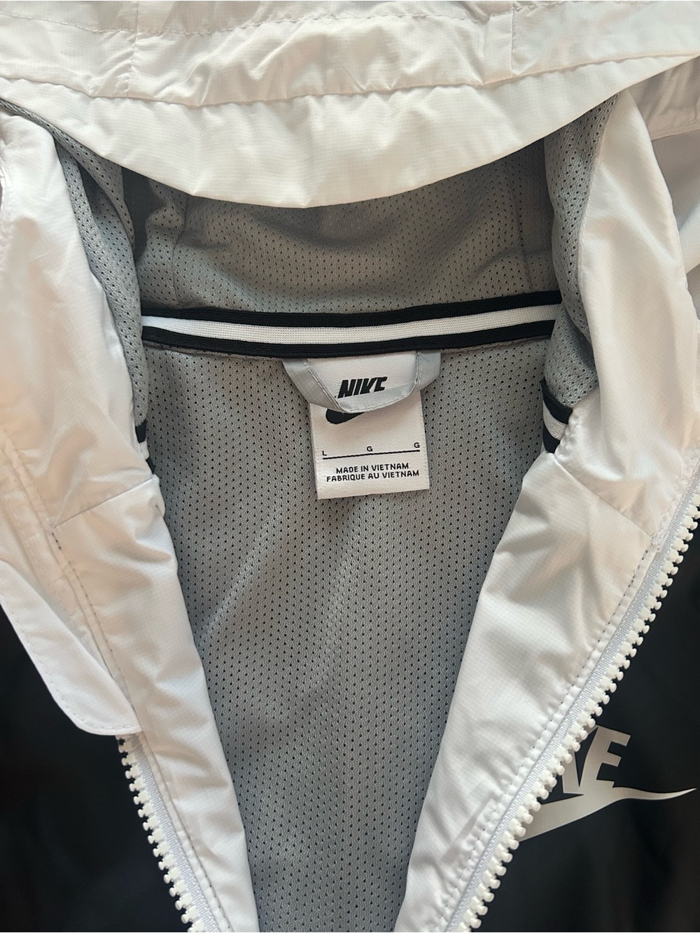 Nike Hooded Colorblock Jacket in Black, Light Gray, White - Picture 4 of 6